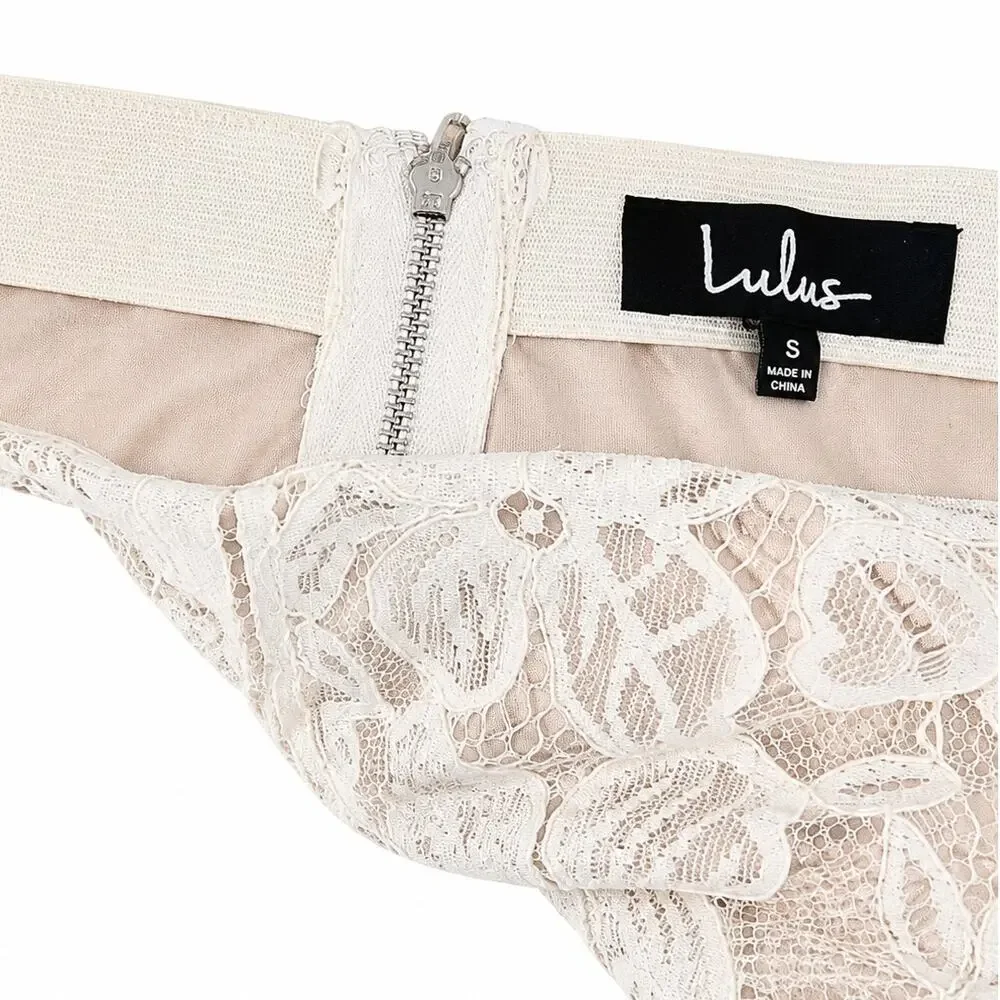 Lulu’s Ivory Lace Rose Embroidered Festival Maxi Skirt Boho Small